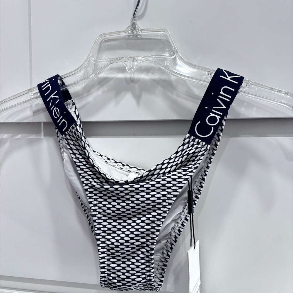 Calvin Klein Navy and White Bikini Bottom